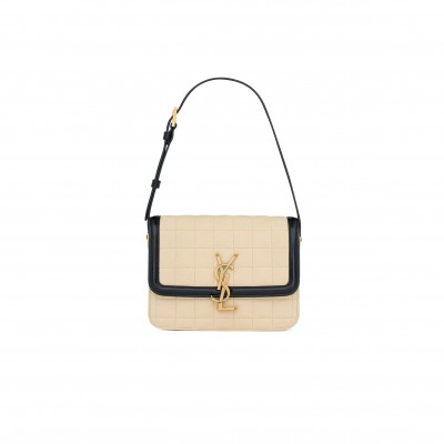 YSL SOLFERINO SMALL IN QUILTED NUBUCK SUEDE AND BRUSHED LEATHER 739139AABWP9289 (18.5*14*6cm)